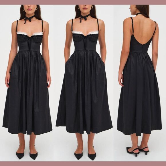 NWT $289 For Love & Lemons [ LARGE ]‎ Taffeta Doris Midi...